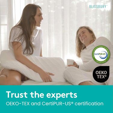 Охолоджувальна подушка з піни з ефектом пам&39яті BLISSBURY, товщина 6,6 см, для сну на животі та на спині, розмір &quotqueen-size&quot, знімний чохол Cool-Tech, сертифікована CertiPUR-US охолоджувальна (біла)