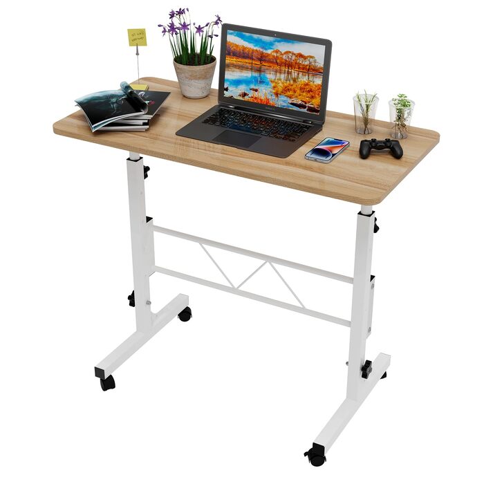 Невеликий письмовий стіл, регульована висота 75-110 см, компактний стіл для роботи стоячи для невеликих приміщень, стіл для ноутбука для домашнього офісу та вітальні (клен 80 x 40 x 110 см)