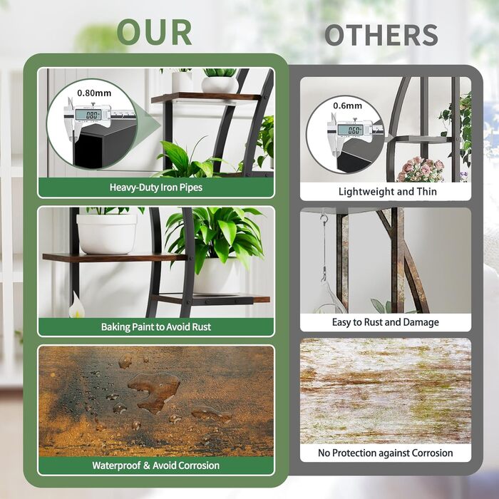 Підставка для квітів JUSTOGO з підсвічуванням для вирощування - 7-рівнева полиця для кімнатних рослин з дерева та металу, велика полиця для кімнатних рослин 160 см для вітальні, балкона, спальні