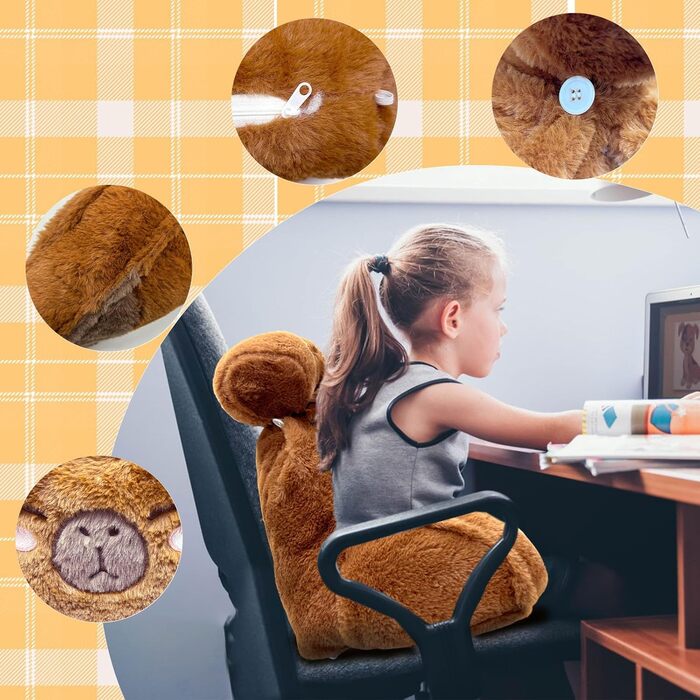 Подушка Capibara Плюшева подушка Capybara, мультяшна спинка, спинка дивана або підлоги, подушка для читання для автомобільних сидінь, офісного крісла, інвалідного візка (60 * 40 см)