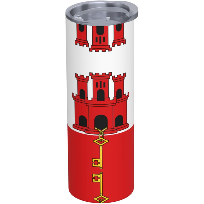 Кухоль з прямою трубочкою, дизайн Прапор Гібралтару, дорожній кухоль з принтом, підходить для кемпінгу, офісу та дому, 590 мл