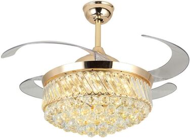 Тихий вентиляторний світильник Кришталевий стельовий вентилятор з пультом дистанційного керування Сучасна висувна стельова люстра