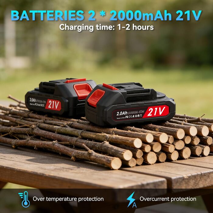 Акумуляторні садові ножиці 40 мм Акумуляторні садові ножиці з дисплеєм, 2000 мАг x2, для садівництва, винограду, фруктових дерев, живоплотів та дерев, сині 40 мм Дисплей