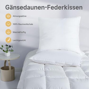 Пухова подушка Homyrium 40x80 см, трикамерна, наповнювач зовнішній 90 пух / 10 пір&39я внутрішній 100 пір&39я, чохол 100 бавовна (800 г, 1 упаковка) 40 x 80 см - 800 г 1 упаковка