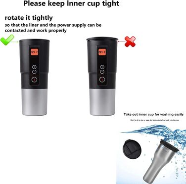 Вольтовий чайник для автомобільних подорожей Кружка з електричним підігрівом з контролем температури для збереження тепла з РК-дис