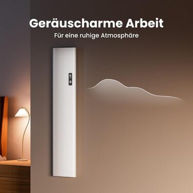 Електричний конвекторний обігрівач EMKE, енергозберігаючий, настінний, 1000 Вт, з РК-дисплеєм, тижневим таймером, пультом дистанційного керування, білий