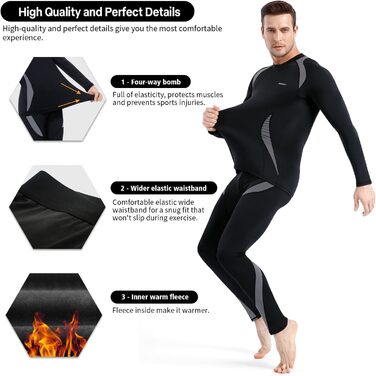 Чоловіча термобілизна, комплект зимової лижної білизни, функціональна білизна, тепла, м&39яка, дихаюча, термомайка, термотруси для чоловіків, розмір S, сірий