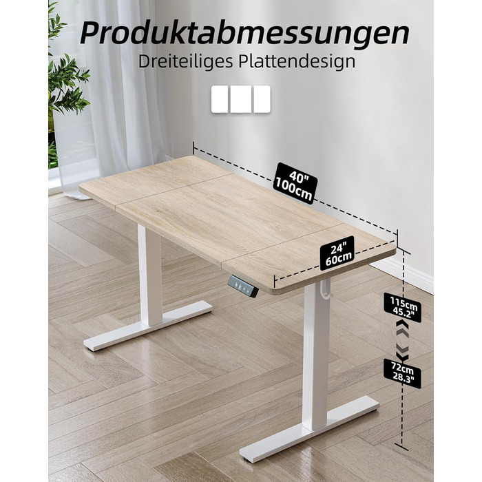 Письмовий стіл з регульованою висотою 12060 см, Електричне регулювання висоти, Стіл для роботи сидячи/стоячи з 2 функціями пам&39яті, Комп&39ютерний стіл, Клен 120 x 60 см Клен