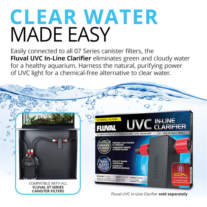 Зовнішній фільтр Fluval 107 для акваріумів, від 40 до 130 л, 550 л/год, 10 Вт