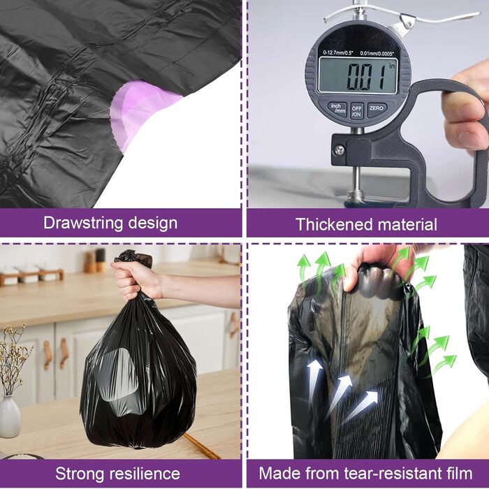 Чорних пакетів для сміття (25 л) зі шнурком, стійких до розривів та протікання, для баків об&39ємом 25-35 літрів, 9 рулонів, 261