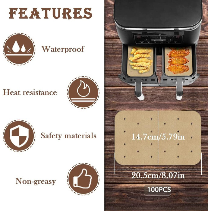 Решітка для гриля для фритюрниці з нержавіючої сталі з папером для випічки 100 шт., сумісна з Ninja Foodi AF300EU AF400EU, набір стійок для зневоднення Dual Zone Air Fryer, аркуші 2xGrill решітка 100 шт. папір для випічки, 2 шт., 304
