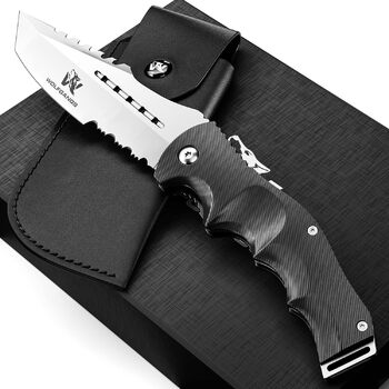 Дворучний складаний ніж Wolfgangs UNDIQUE з високоякісної сталі 440C - ЛЕГАЛЬНИЙ для носіння в Німеччині - Туристичний ніж з багат