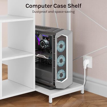 Комп&39ютерний стіл WOLTU кутовий білий з розетками USB-AC - 120x80x75 см змінна полиця та підключення живлення, металевий каркас