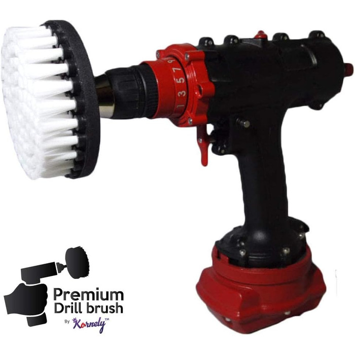 Преміальна щітка для дриля Kornely, надзвичайно м'яка, біла, 13 см для професійного очищення. Не дряпає поверхні. Підходить для чи