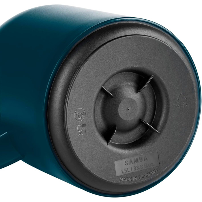 Ізольований глечик Emsa Samba, місткість 1,5 літра, застібка Quick Press, 100 герметичний, зберігає напої гарячими протягом 12 годин і холодними протягом 24 годин, зі скляною підкладкою, зроблено в Німеччині, напівпрозорий/океанський блакитний, N4012000 1