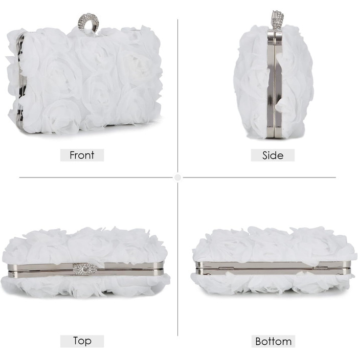 Клатч жіночий Blumen з ланцюжком, білий ідеальний аксесуар для вечірніх та урочистих подій