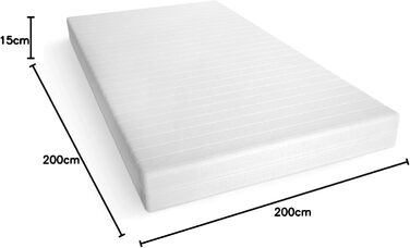 Ортопедичний 7-зонний матрац Mister Sandman 200x200 см H2 H3, матрац з холодної піни 200x200 см, Вироблено в Німеччині, висота 15 см, 200 x 200 см