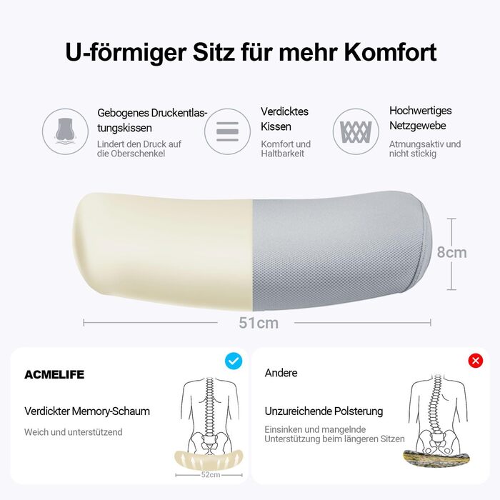 Ергономічне офісне крісло ACMELIFE, стілець для роботи зі складними підлокітниками, комп&39ютерне крісло, комп&39ютерне крісло з регульованим підголівником та поперековою опорою, крісло керівника, регульована висота, функція гойдання, до 150 кг, сірий