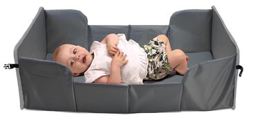 Складне дитяче ліжечко для подорожей з матрацом - надзвичайно легке, компактне, кишені з боків, 41 x 74 см (у зібраному вигляді) / 41 x 26 см (у складеному вигляді), 100 поліестер, чорний/сірий