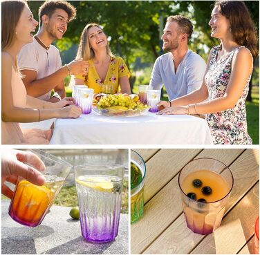 Пластикових стаканчиків по 350 мл - Стійкі стаканчики для дітей - Багаторазові пластикові стаканчики - Ідеально підходить для вечірок, активного відпочинку, кемпінгу - Фіолетові, 12