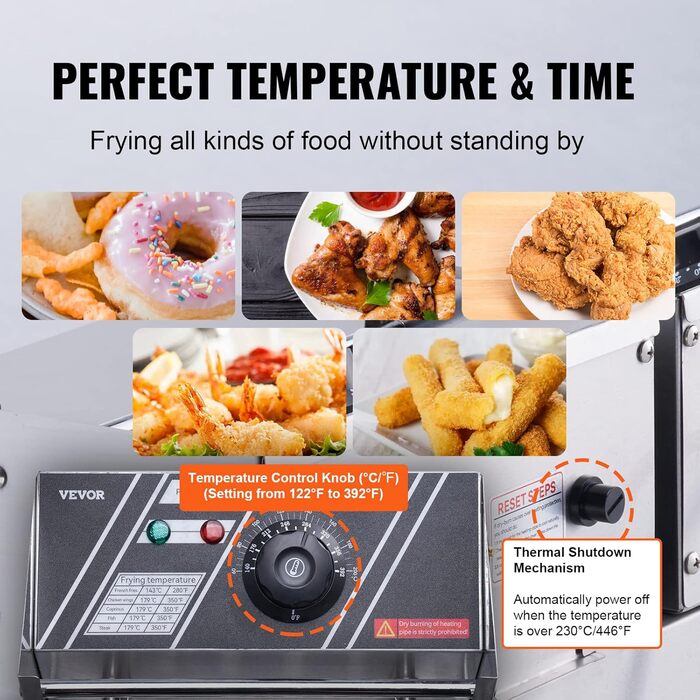Електрична фритюрниця VEVOR з нержавіючої сталі 24 л, фритюрниця з подвійним баком 1500 Вт 1500 Вт, в т.ч. 2 кошики для смаження, 2 кришки, комерційна фритюрниця для ресторанів, кафе, закусочних