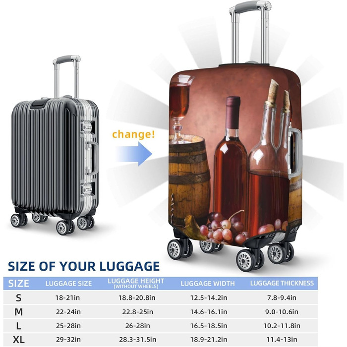 Чохол для валізи для транспортування напоїв та продуктів, міцний, підходить для валіз розміром 45.7 - 81.3 см, розмір XL, Чорний, X-Large