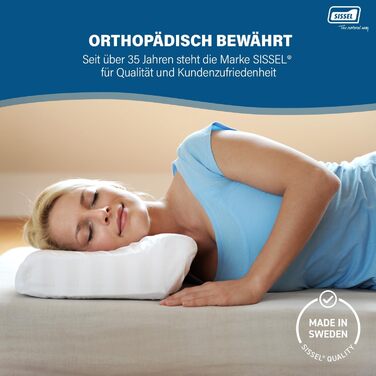 Подушка для шиї SISSEL Soft Deluxe Атласний чохол, який можна прати при 40C В&39язкопружна піна Надзвичайно широка та регульована по висоті Оптимальний комфорт сну Зроблено у Швеції 63x33 см 5-річна гарантія