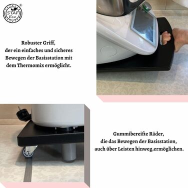 Розсувна дошка для роликової дошки Thermomix TM5 TM6 слайдер без зусиль переміщається та надійно тримається (чорна з дерева)