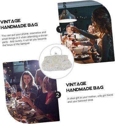 Вечірня сумочка-клатч з перлами, ручної роботи, багатоколірна, срібляста