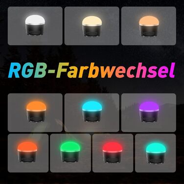 Акумуляторний світлодіодний кемпінговий ліхтар, 1000 лм, портативний підвісний ліхтар для намету зі зміною кольору RGB, магнітна основа, водонепроникний аварійний підвісний ліхтар для ураганів, відключень електроенергії, домашнє RGB-підсвічування