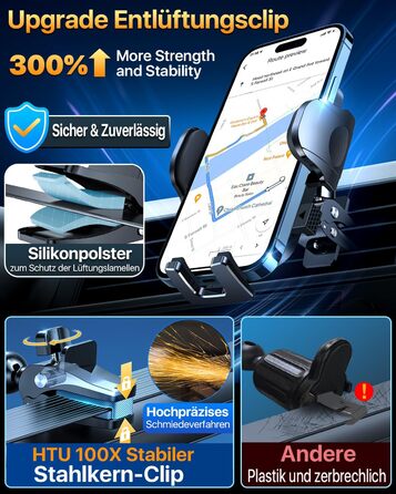 Військовий клас 4 в 1 автомобільний тримач мобільного телефону Найсильніша присоска та затискач Підвісна ємність 36 кг, що обертає