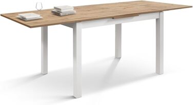 Розкладний стіл Tommaso, рустикальний дуб, оздоблений (білий каркас, 110 x 70 x 76,5) - id1957 110 x 70 x 76,5 Біла основа