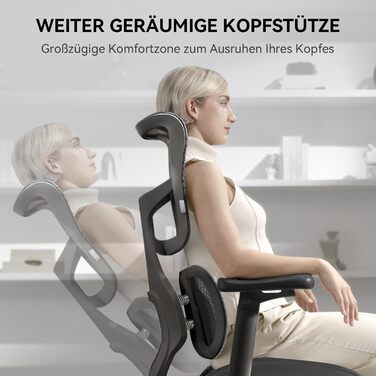 Ергономічне офісне крісло SIHOO з подвійною динамічною поперековою опорою, робоче крісло з 5-позиційною регульованою спинкою, офісне крісло з 4D-координованими підлокітниками (S100 Black) Чорний сучасний