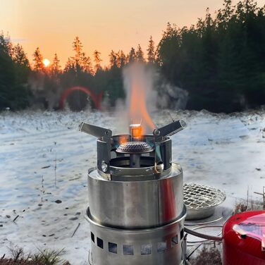 Піч хобо вулична кемпінгова піч, дров'яна піч з нержавіючої сталі, з сіткою для гриля, газова плита 1-конфорочна Опція 1 Газова ке