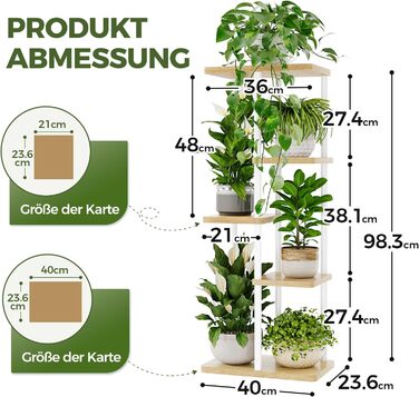 Підставка для квітів Bamworld, підставка для рослин, полиця для рослин, стійка для квітів, дерев&39яна підставка для квітів, 5 ярусів, металева, садова, кутова, балкон, вітальня (біла)