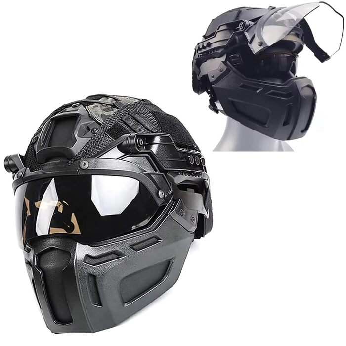 Комплект тактичного шолома WLXW Fast зі знімними масками, лінзами для страйкболу та окулярами для рольових ігор у пейнтболі, виживанні та косплеї CS