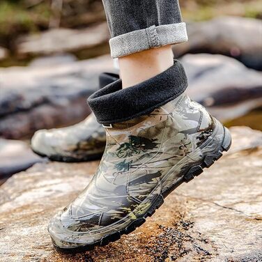 Гумові чоботи до щиколотки з підкладкою Pangolin для чоловіків та жінок, знімна флісова підкладка, камуфляжні ковзаючі гумові чоботи, короткі черевики для риболовлі та кемпінгу, сірі, EU 48