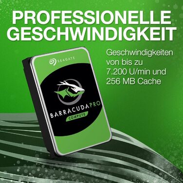 Внутрішній жорсткий диск Seagate Barracuda Pro 12TB ST12000DM0007 3,5-дюймовий настільний жорсткий диск, SATA3, 7200 об/хв, 256 МБ кеш-пам'яті (відновлений)