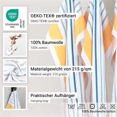 Набір з 5 чайних рушників, 50x70 см, бавовна, синій білий помаранчевий помаранчевий / бірюзовий 50 x 70 см