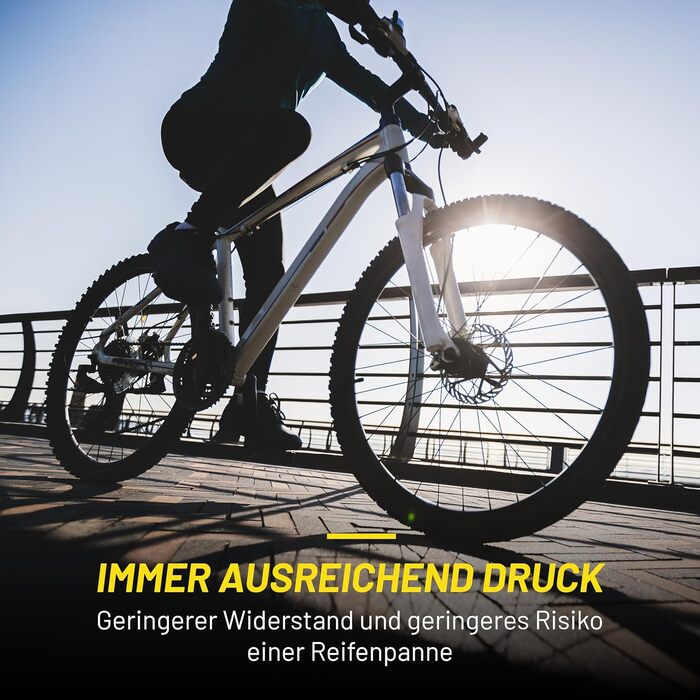 Велосипедний насос Dunlop з подвійним клапаном - велосипедний повітряний насос з 2 адаптерами - для всіх клапанів - клапани Dunlop, Presta та Schrader - 12 бар/180 PSI - ножний насос, манометр, жовтий