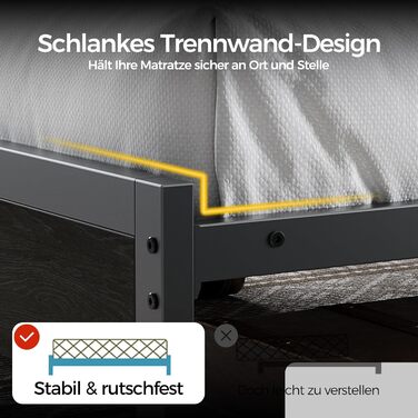 Ліжко Seventable 140x200 зі світлодіодним підсвічуванням, зарядною станцією (2 порти USB та 1 порт Type-C), металеве ліжко з м&39яким узголів&39ям та місцем для зберігання речей, двоспальне ліжко для спальні, чорне 140 x 200 см