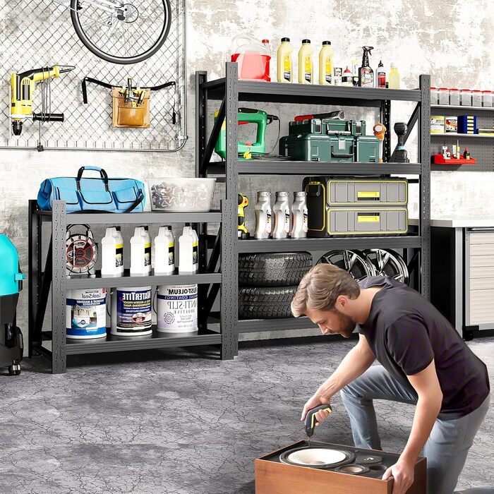 Міцний металевий стелаж, стелаж без болтів, стелаж для зберігання, стелаж для майстерні, стелаж для підвалу, стелаж для гаража, кухонний стелаж, окремостоячий стелаж, сталевий стелаж, 4 рівні, вантажопідйомність полиць 265 кг, регульовані полиці, 160x120x