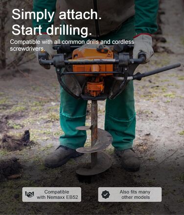 Буровий наконечник Ø80мм, 800мм, сталевий, змінний для земляного бура/шнека, для встановлення огорож та стовпів, з поперечним кріпленням болтом (болт шплінт включені), сумісний з EB52 не для дрилів Ø 80 мм, 80