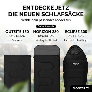 Спальний мішок-ковдра з капюшоном, розрахований на температуру -3C, включаючи подушку - Зимовий та літній спальний мішок для активного відпочинку на 3-4 сезони (75 x 220 см) - Спальний мішок-кабінка для чоловіків та жінок (теплий), чорний, 280 г/м, з капю