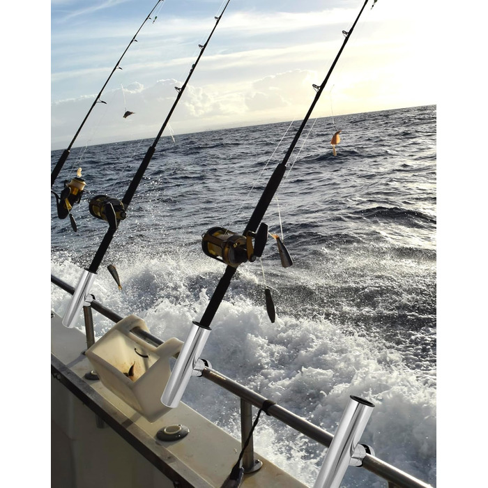 Тримачі для вудок QWORK, 2 шт., поворотні на 360 - нержавіюча сталь 304 - кріпляться до рейок 1925 мм - для риболовлі на човнах та яхтах