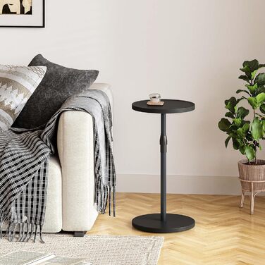 Круглий регульований бічний столик, маленька дерев&39яна тумбочка, бічний столик для диванів, для невеликих приміщень, вітальні, спальні, чорного кольору ET-010BW