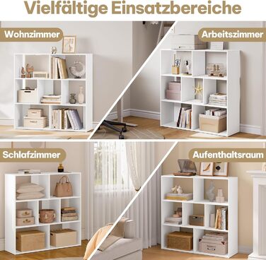 Біла книжкова полиця eSituro, кубічна полиця, окремостояча полиця з 7 відкритими відділеннями, яку можна використовувати горизонтально, вертикально або догори дном, для вітальні, спальні, офісу