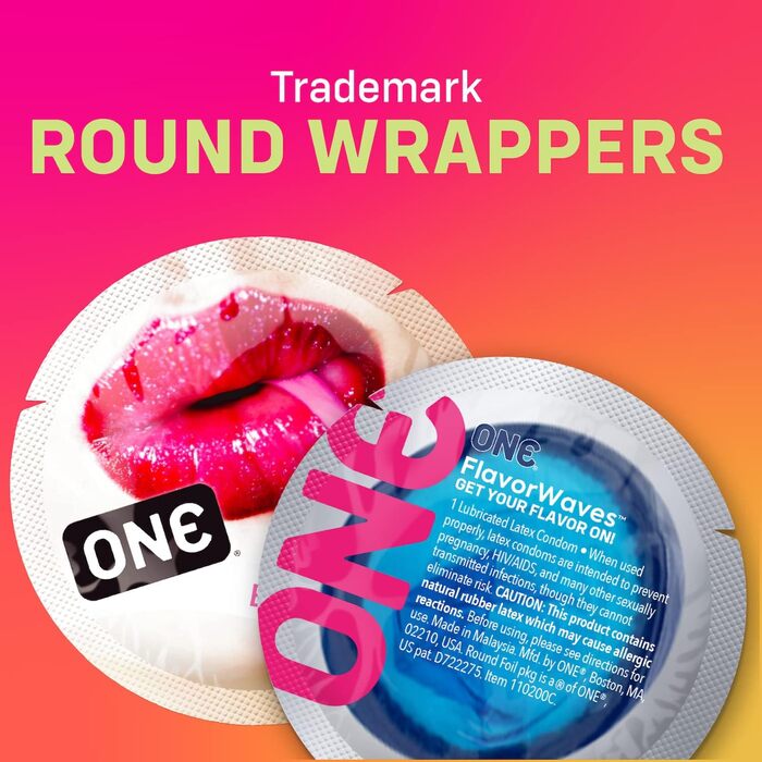 Презервативи ONE Flavorwaves Ароматизовані презервативи Шість чудових смакових вражень Веганські, без ГМО, з натурального каучукового латексу 12 шт.