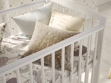 Дитяче ліжко Love For Sleep Jacob, біле, з шухлядою, 120 x 60 см, з матрацом та чохлом, дерев&39яний захисний бар&39єр, захисний чохол