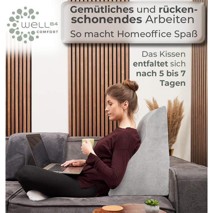 Ергономічна подушка для читання WELL B4 для ліжка та дивана зручна подушка для спини з піною з ефектом пам&39яті може використовуватися як рефлюксна подушка, клиноподібна подушка для ліжка, подушка для спинки ліжка для сидіння та лежання, сіра широка